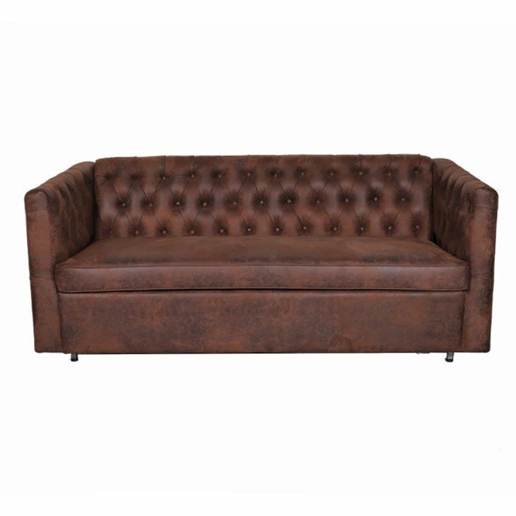 American Style Chesterfield Sofa Couch Leder Polster Braun Dreisitzer