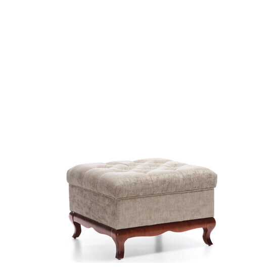 Hocker Designer Chesterfield Fußhocker Textil Beige Polster Bank Stoff