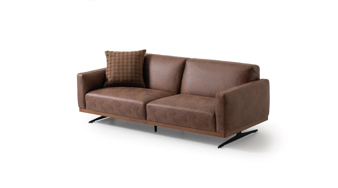 Modernes Ledersofa Sofa 3 Sitzer Design Couch Wohnlandschaft braun