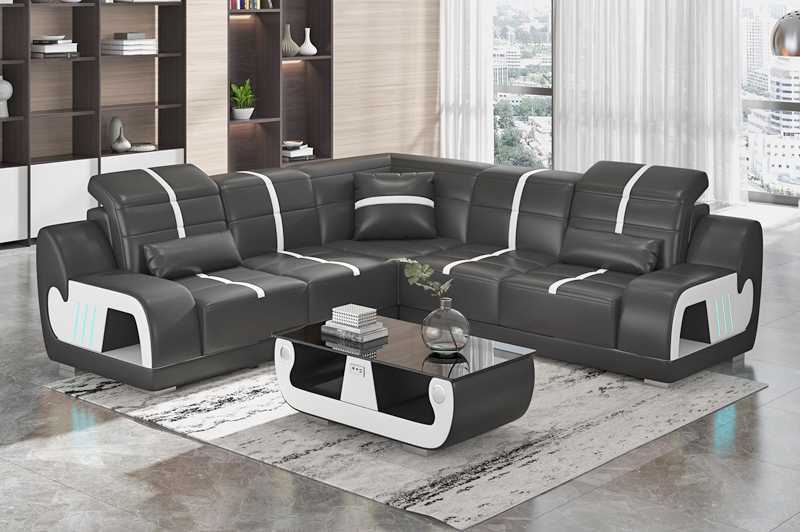 Designersofa Ecksofa Sofa L Form Schwarz Kunstleder Polster Sofas Eck