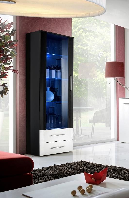 Schwarz Vitrine Einrichtung Neu Designer Möbel Hochglanz Wohnzimmer Moderne