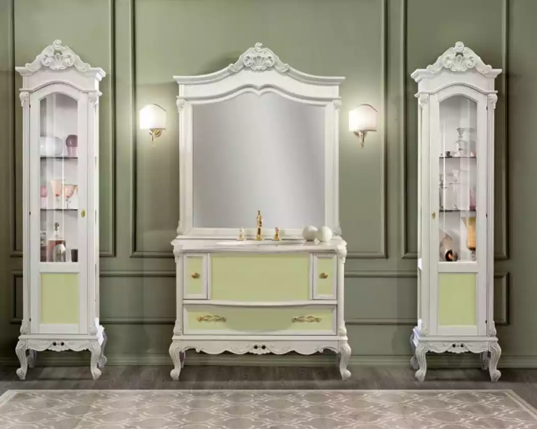 Design Badezimmer Möbel Bad 4tlg. Set Garnitur Vitrine Waschbecken