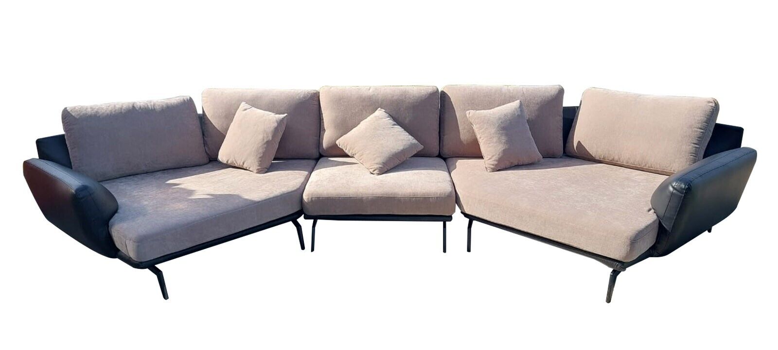 Modern U-Form Ecksofa Beige Wohnzimmer Sitz Möbel Textil Sofa Couch SOFORT