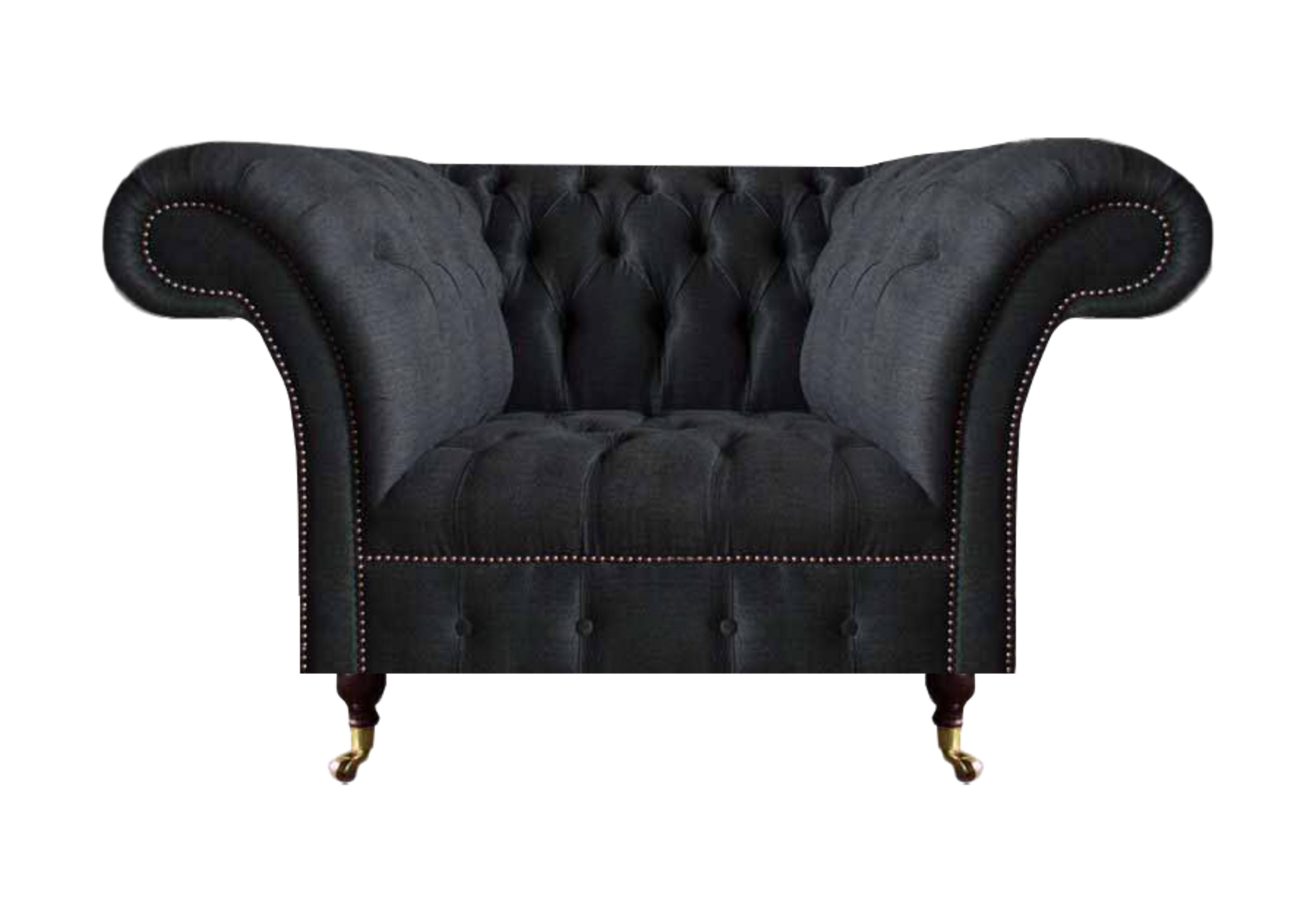 Wohnzimmer Chesterfield Schwarzer Einsitzer Textilsessel Edler Sessel