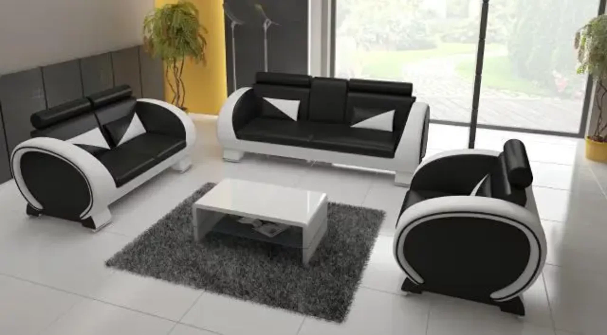 Designer Ledersofa 3-Sitzer Garnitur Vigo mit Barfunktion