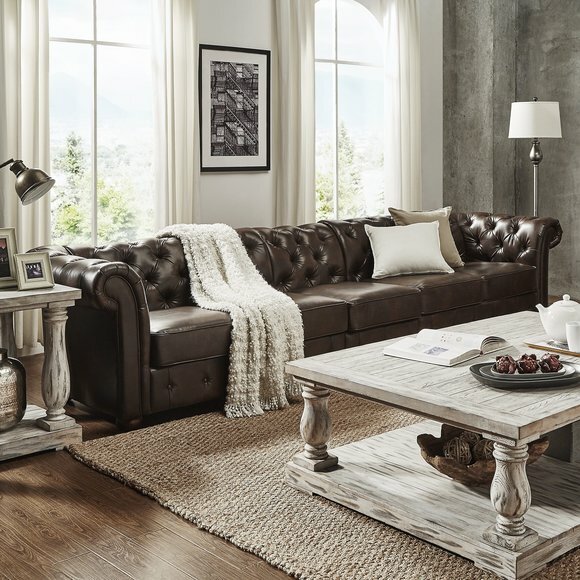 Design Chesterfield XXL Big Sofa 5-Sitzer Couch Leder Couch Polster Sofas