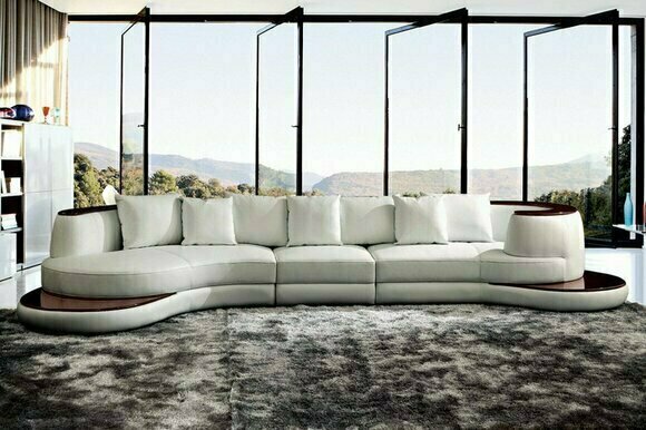 Leder Sofa Ecksofa Wohnlandschaft Rund Couch Sitz Polster Garnitur Rundsofa Neu