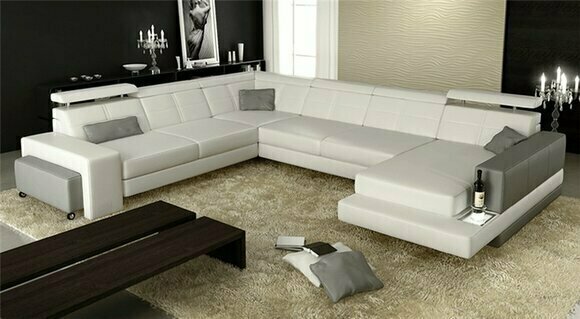 Design Couch Luxus Couchen Leder Sofa Sitz Eck Garnitur Polster Ecke Couch Weiss