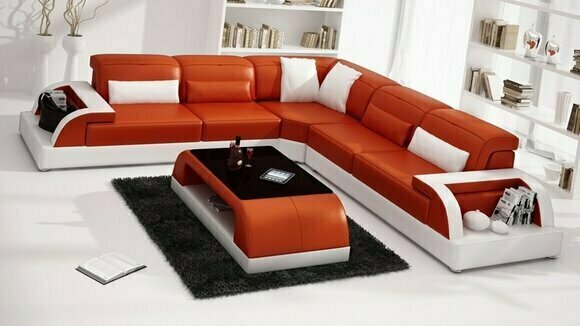 Ecksofa Sofa Couch Polster Wohnlandschaft Leder Eck Sofas Garnitur L Form Neu