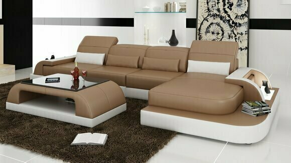 Couch Garnitur Polster Big xxl Sofas Couchen Sofa Wohnlandschaft Ecksofa + Tisch