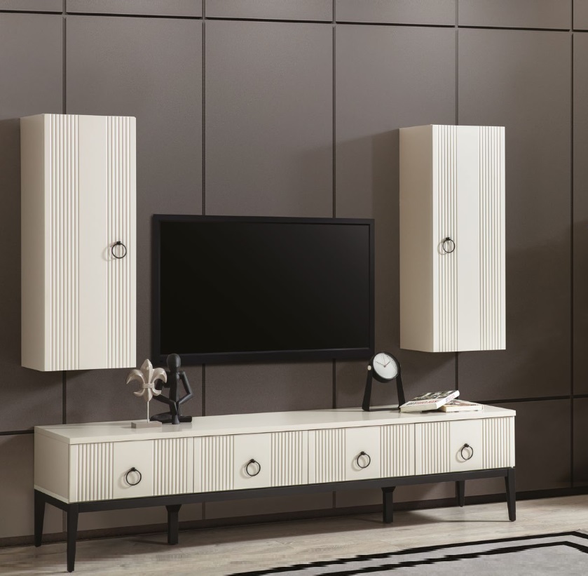 Wohnzimmer Set 2tlg Neu Modern Designer TV-Ständer und 2x Wandschrank Sofort