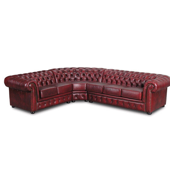 Ecksofa Sofa Couch Polster Eckgarnitur Eck Chesterfield 100% Leder Sofort