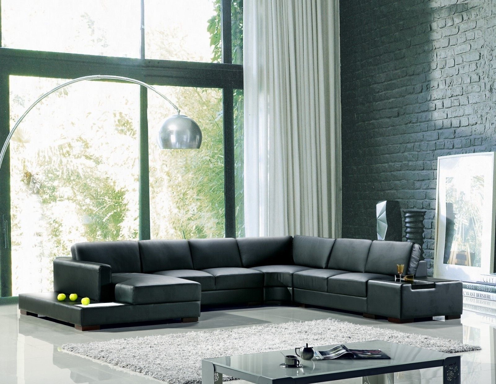 Ecksofa Schwarz U-Form Luxus Stil Modern Wohnzimmer Sofa SOFORT