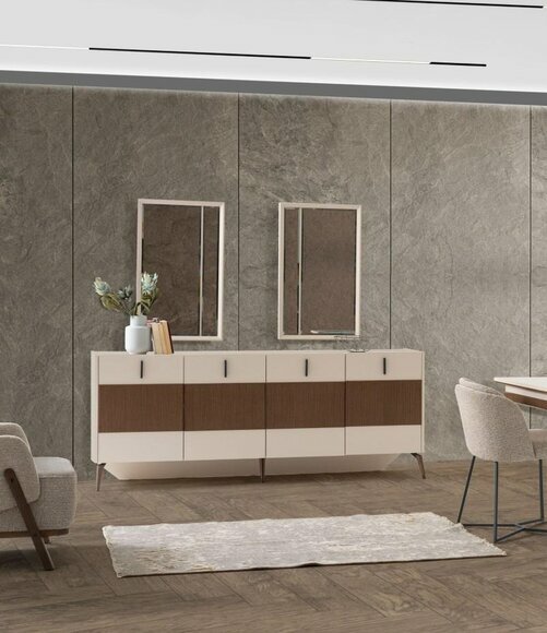 Robuste Holz Kommode Designer Anrichte Luxuriöses Esszimmer Sideboard