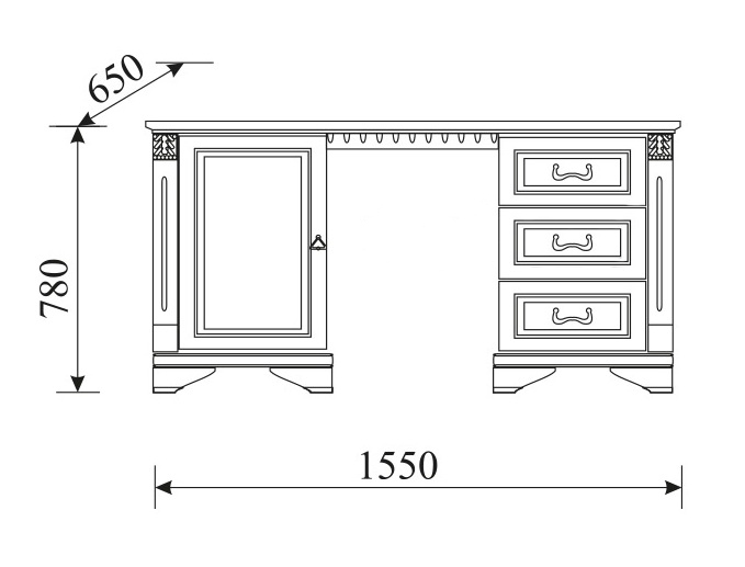 Klassischer Schreibtisch aus echtem Holz Kolonial Stil Tisch Sekretär Neu