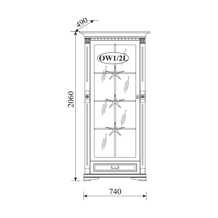 Klassische Vitrine Vitrinenschrank Vitrinen Glasschrank Schrank Kolonial OW 1-2