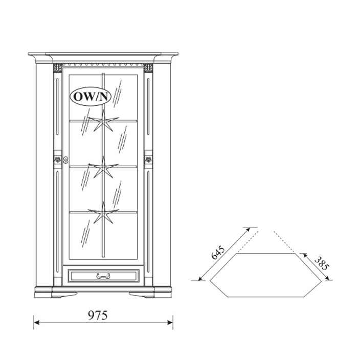 Klassische Vitrine Vitrinenschrank Vitrinen Glasschrank Schrank Kolonial OW-N