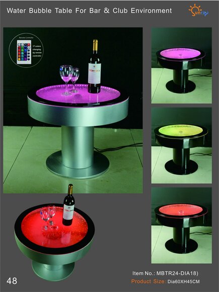 Design Tisch Couchtisch Wasser Säulen Säule Sofa Tische LED Beleuchtet Water Neu