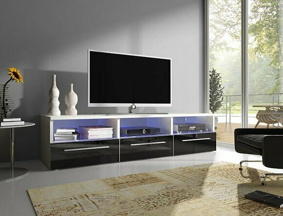 TV Led Fernsehschrank rtv sideboard Fernseh Wand Hochglanz Lowboard