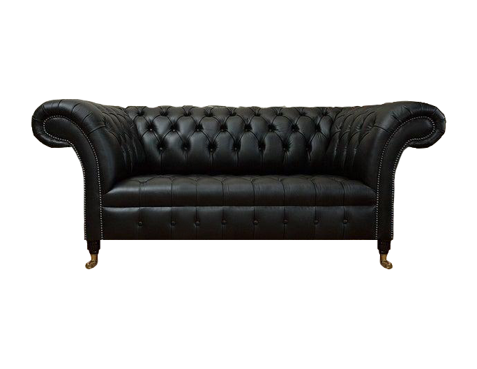 Schwarz Ledersofa Wohnzimmer Zweisitzer Sofa Couch Polster Chesterfield