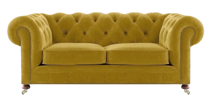 Sofa Zweisitzer Couch Gelb Wohnzimmer Chesterfield Textil Luxus Einrichtung