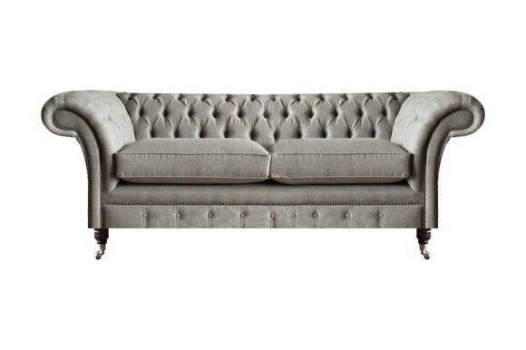 Graues Chesterfield Sofa Wohnzimmer Designer Textilcouchen Edle Möbel