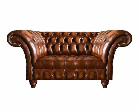 Edler Chesterfield Brauner Leder Dreisitzer Wohnzimmer Sitzcouchen Neu