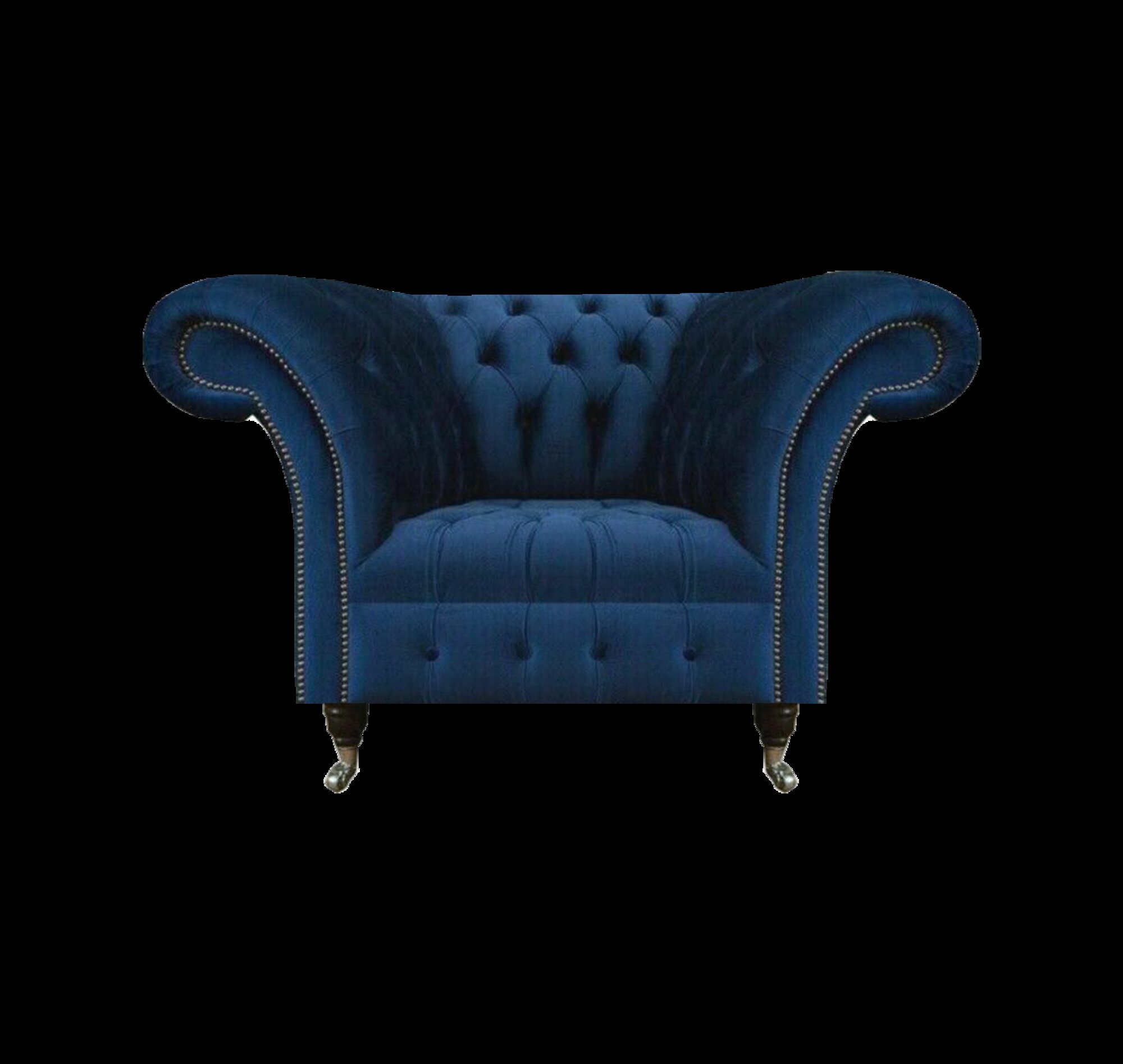 Blauer Chesterfield Einsitzer Wohnzimmer Sessel Polster Moderne Möbel