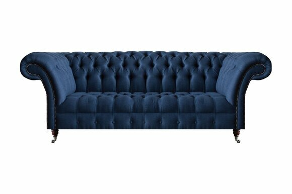 Wohnzimmer Chesterfield Sofas Blaue Textilcouch Designer Polstersofas