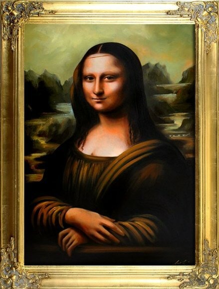 Mona Lisa Da Vinci Klassisches Gemälde Ölbild Bild Bilder Echt Holz Rahmen