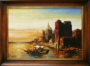 Venedig Klassisches Gemälde Ölbild Bild Bilder Echt Holz Rahmen Stadt 02594