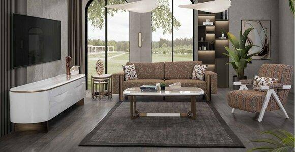 Stilvolle Braune Wohnzimmer Sofagarnitur Designer 3-Sitzer 1-Sitzer 3tlg