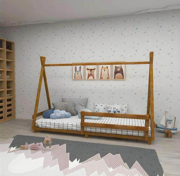 Dunkelbraune Kinderzimmer Möbel Designer Bettrahmen Luxus Holzbetten