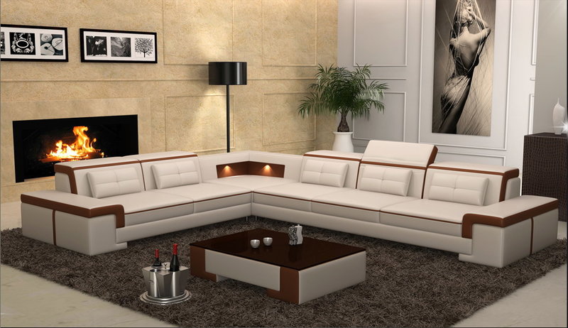 Modern Ecksofa Couch Polster Leder Design Sofa Garnitur Wohnlandschaft