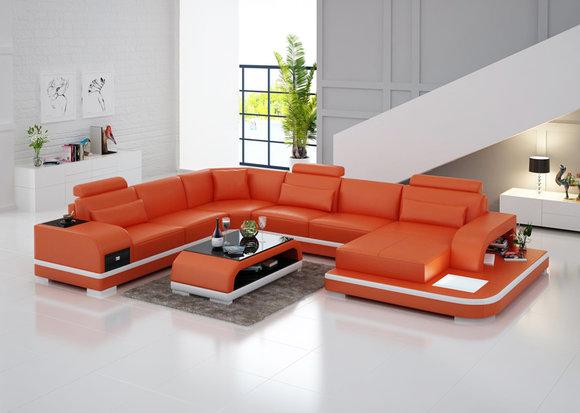 Ledersofa Couch Wohnlandschaft Ecksofa Eck Garnitur Design Modern Sofa