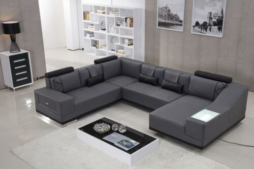 Ecksofa Ledersofa Big XXL U Form Wohnlandschaft Sofa Couch Garnitur Designer