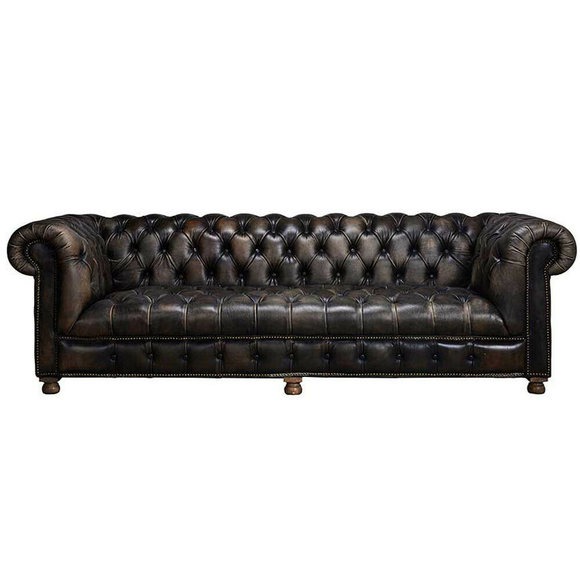 Klassische Chesterfield Couch Schwarz Englische Wohnzimmer Couchen