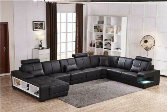 XXL BIG Wohnlandschaft U Form Ecksofa Sofa Couch Polster Garnitur Leder Neu