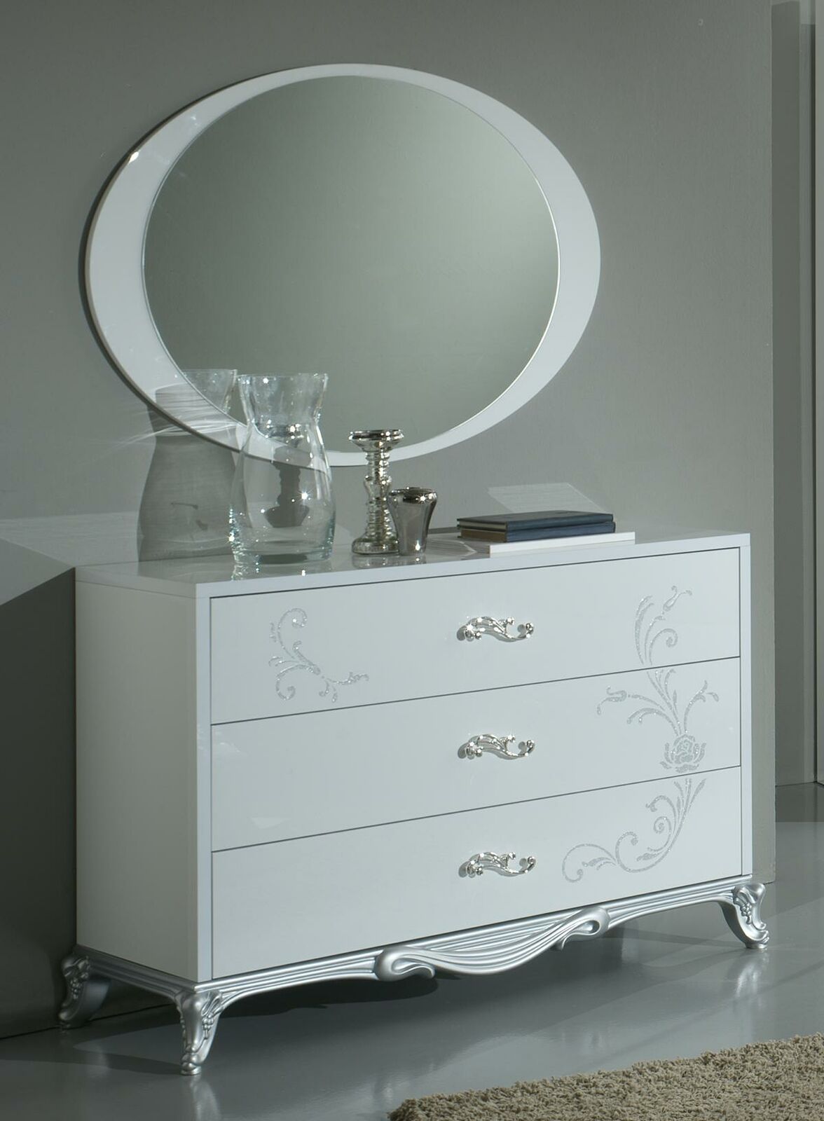 Klassischer Spiegel Luxus Konsole Schlafzimmer Stil Modern Ovale Glas Spieglein