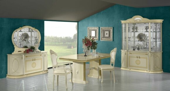 Esszimmer Set Vitrine Esstisch Garnitur Tisch Gruppe 4tlg. Set Komplett Barock