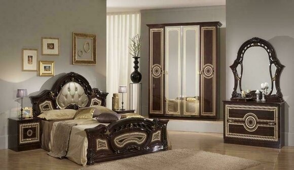 Schlafzimmer Italienische Möbel Set Luxus Chesterfield 6tlg. Bett Betten Schrank