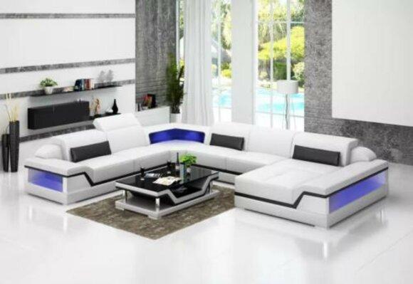 Ledersofa Ecksofa U-Form Modernes Sofa Wohnlandschaft Ledercouch Ecksofa Polster