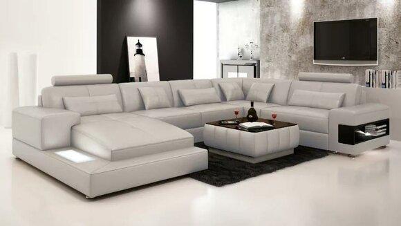 Ecksofa Couch Polster Wohnlandschaft Sofa 2tlg. Set Couchtisch Eck Garnitur Neu