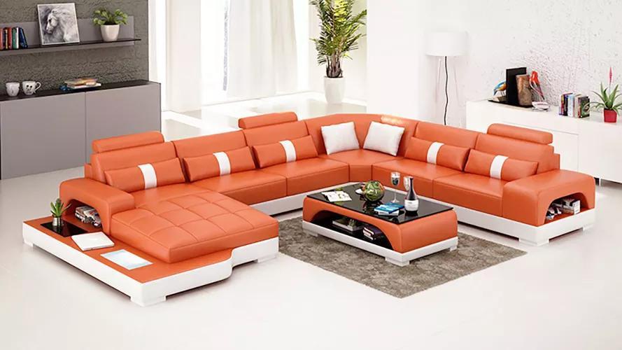 Eckgarnitur Sofa Polster Eckgruppe Wohnlandschaft Ledersofa Couchen