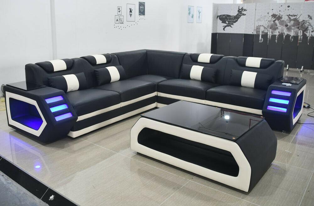 moderne eckgarnitur couch sitzpolster ecksofa polster LED design sofa