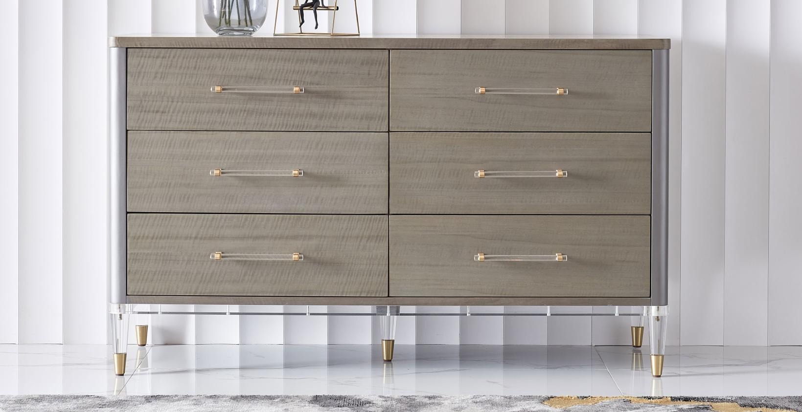 Design Kommode 6 Schubladen Sideboard Lowboard Schrank Anrichte in Braun Neu