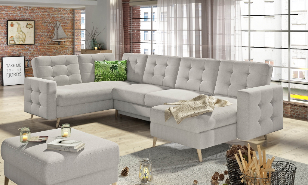 U-Form Couch Wohnlandschaft Ecksofa Garnitur Modern Design Sofa textil Stoff neu