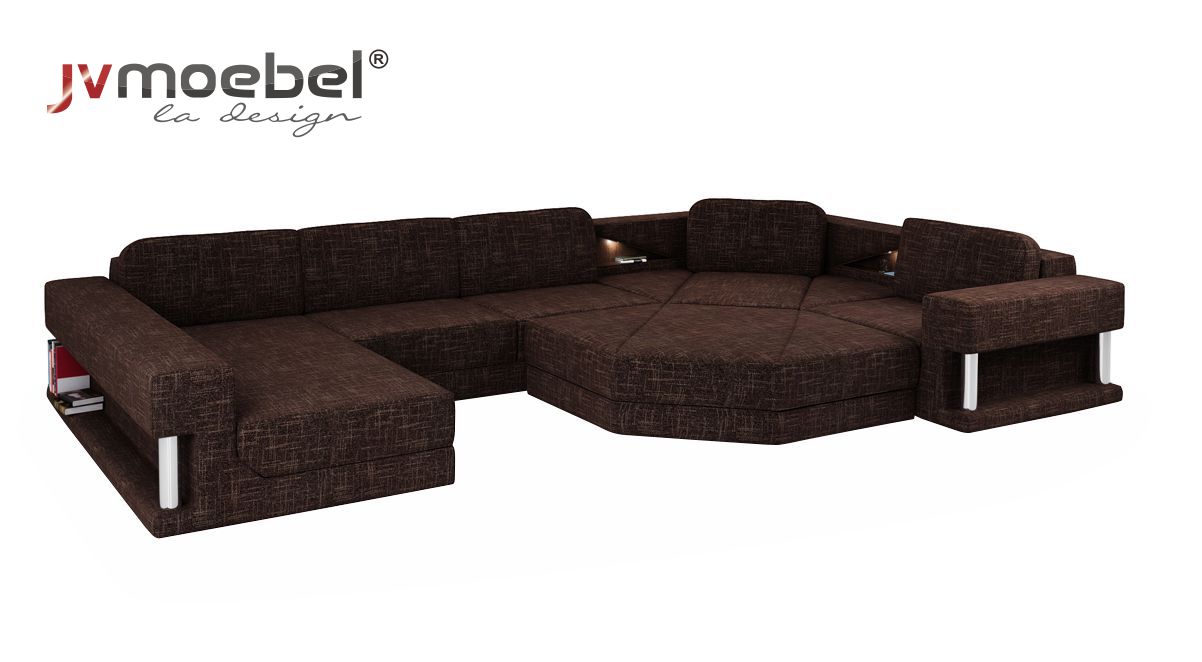 Design Ecksofa U-form Bettfunktion Couch Textil Sofas Schlafsofa Leder Stoff Neu