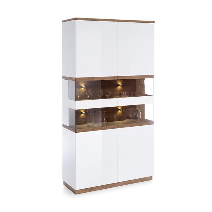 Vitrine Modern Stil Wohnzimmer Kollektion Vitrinen Schrank Regal Anrichte Weiß