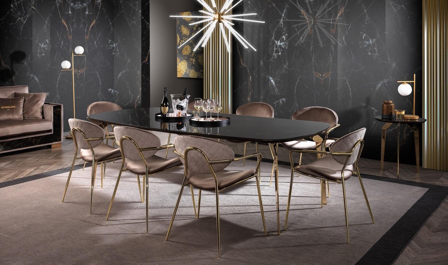 Esstisch Design Möbel Italien Luxus Esszimmer Tisch Esstische Marmor Edelstahl